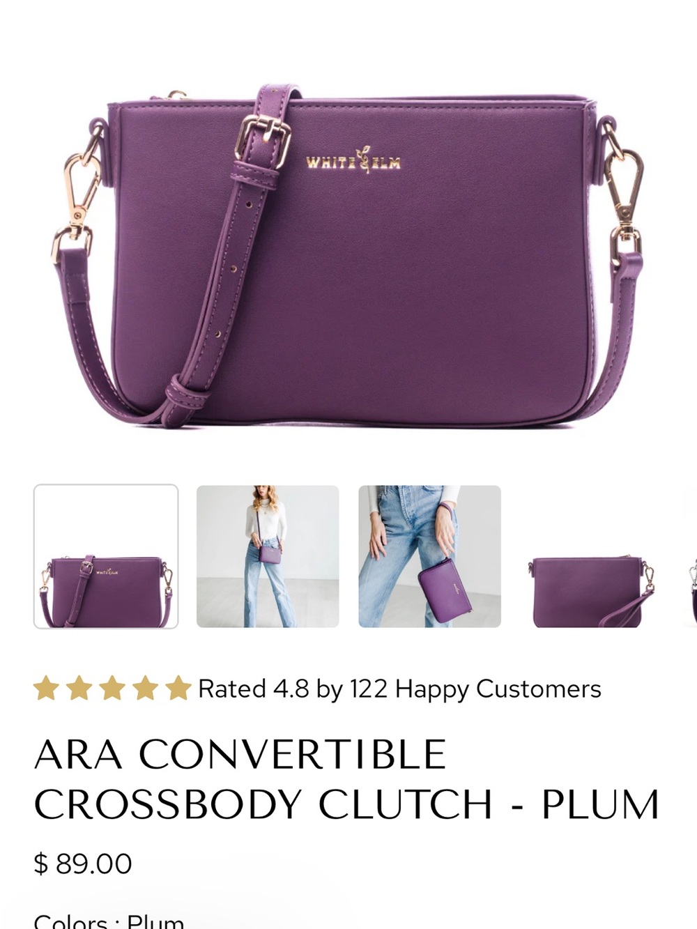 Whitt & Lm Plum Convertible Crossbody Bag